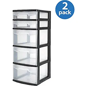 Sterilite 5-Drawer Narrow Tower, Set of 2