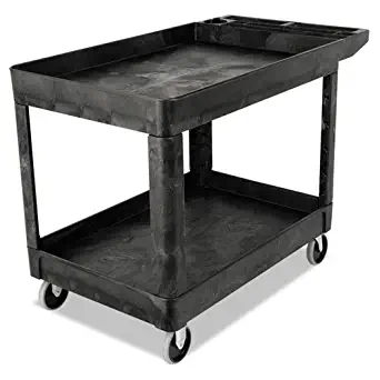 Rubbermaid Commercial Heavy-Duty Utility Cart, Two-Shelf, 25-7/8 x 45-1/4 x 33-1/4, Black - one cart.