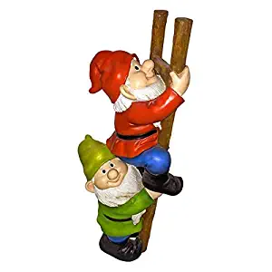 Design Toscano QM2360100 Up The Ladder Climbing Funny Gnome Garden Statue, 11 Inch, Multicolored (Renewed)