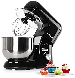 KLARSTEIN Bella Nera • Tilt-Head Stand Mixer • Dough Hook, Flat Beater, Wire Whip • 650 Watts • 1.1 HP • 5.5 qt Stainless Steel Bowl • Planetary Mixing Action • 6 Speeds • Multifunctional • Black