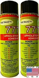 2 Cans of Polymat 777 Foam Speaker Box Carpet Car Auto Liner and Fabric Spray Glue Adhesive
