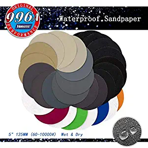 5 Inch 60-10000 Grit Hook & Loop Sandpaper Sanding Discs Silicon Carbide Grain Wet/Dry 50-pack (2000Grit)