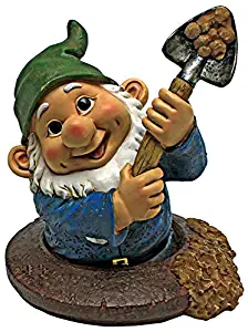 Design Toscano Garden Gnome Statue - Shoveling Sam Gnome-in-A-Hole - Outdoor Garden Gnomes - Funny Lawn Gnome Statues