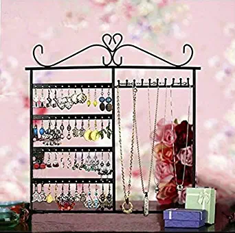 Adorox Earring Holder Jewelry Organizer Necklace Hanger Wall Stand Rack Black Classic Display