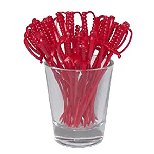 Sword Cocktail Picks - Red Plastic Skewers For Garnishes, Appetizers, and Sampling - Box of 250