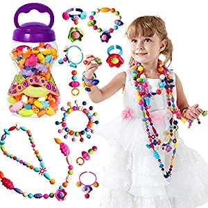 Pop Beads for Little Girl Toys, DIY Jewelry Making Kit for Kids, Necklace Bracelet Creativity Snap Together Pop Beads Set, Arts and Crafts Toys for Age 3, 4, 5, 6, 7 Year Old Girls Gifts