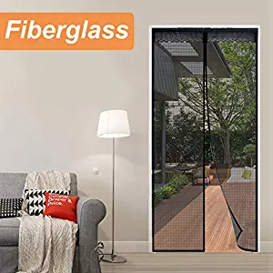 Reliancer Fiberglass Magnetic Screen Door 40"x83" Large Magnet Patio Door Mesh Curtain for Door Opening Up to 38" x82" W/Full Frame Magic Tape Outdoor Patio (Fiberglass, 4083)