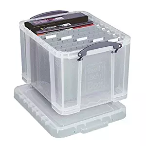 Really Useful Boxes(R Plastic Storage Box, 32 Liters, 12in.H x 14in.W x 19in.D, Clear, 32C