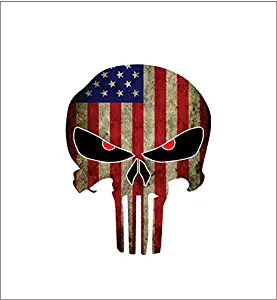 Punisher Skull with Red Reflective Eyes Police Officer BLM American Flag Vinyl Decal Sticker Car Truck