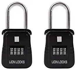 Lion Locks 1500 Key Storage Realtor Lock Box with Set-Your-Own Combination, (2 Pack, Black)