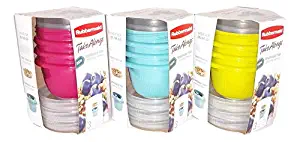 Rubbermaid TakeAlongs 27-Piece Set Meal Prep Food Storage Containers (9 Snack Cups with 9 Lids and 9 Inserts) 1.2 Cups TROPICAL PINK/TEAL/CITRON