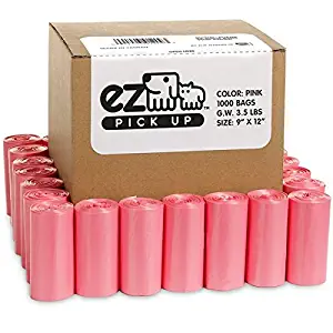 EZ Pink Poop Bags - 1000 Count Dog Waste Bags, Cat Litter Bags