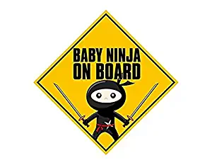 Baby Ninja On Board Sticker Funny Safety Caution Car Sticker - Sticker Graphic - Auto, Wall, Laptop, Cell Auto, Wall, Laptop, Cell Phone, Notebook, Bumper, Window, Truck