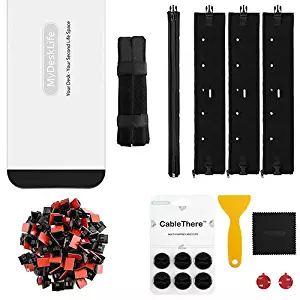 Cable Management Kit for Office/Home space, MyDeskLife, Full Set with 16" Cable Box, 4pcs 19" Sleeves, 100pcs Adhesive Cord Clips, 50pcs 7" Cable Ties & A set of 3M TPU CableThere