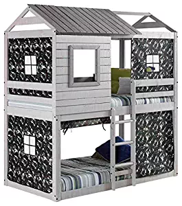 Hulaloveshop Unique Kid's Bunk Bed Camo Camouflage Pattern Farmhouse Loft Style