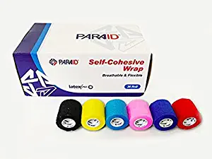 FDA Approved Latex Free Medical Rainbow Colors Waterproof Self Adherent Cohesive Sensi Wrap Bandage Medical Vet Strong Sports Tape for Wrist, Ankle Sprains & Swelling 2"x5 Yd (Pack of 36 pcs)