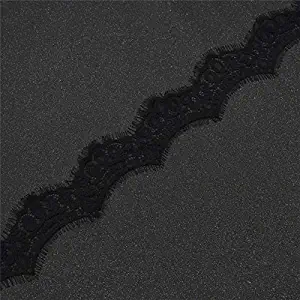 MOPOLIS 3m Length Black White Eyelashes Lace Ribbons Fabric Trim Wedding Sewing Decor | Color - Black