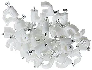 100 Pack RG59 Coax Cat5 Cat6 Cable Wire Clips White 8mm Nail Clamps Straps Tacks (8mm/0.31'')