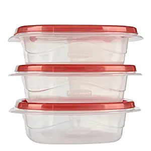 Rubbermaid TakeAlongs Divided Snacking Food Storage Containers, 2.2 Cup, Tint Chili, 3 Count 1859699