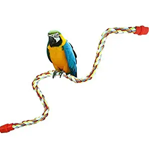 Hypeety Birds Rope Bungee Perch Adjustable Parrot Cage Stand Chewing Swing Toy Climbing Ropes for Small Medium Parrot Spiral Rope Cage Accessories