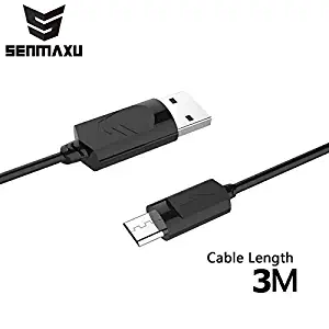 Senmaxu Micro USB Cable Android, Micro USB to USB 2.0 Cable (3M) Sync and Fast Charging Cable for Samsung, Kindle, Android Smartphones, Galaxy S7 Edge, Moto G5, PS4 (ฺBlack)