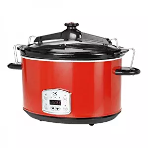 Kalorik 8-Quart Digital Slow Cooker with Locking Lid, Red