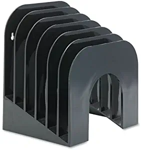 Six-Tier Jumbo Incline Sorter, Plastic, 9 3/8 x 10 1/2 x 7 3/8, Black