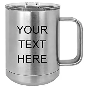Eureka Golf Products Custom Personalized Stainless Steel Insulated 15oz Coffee Mug with Slider Lid~15 Colors~Free Engraving & Shipping