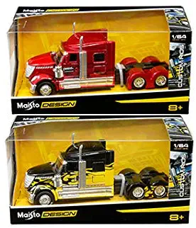 Maisto Set of 2Piece International Lonestar Trucks Red & Black Custom Rigs 1/64 Diecast Models 12389