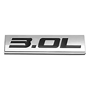 UrMarketOutlet 3.0L Black/Chrome Aluminum Alloy Auto Trunk Door Fender Bumper Badge Decal Emblem Adhesive Tape Sticker