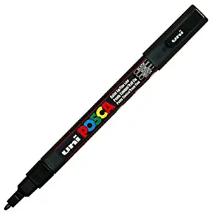 UNI-BALL POSCA MARKER PEN PC-3M - BLACK - 3 PACK OF PENS