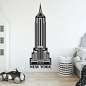 BYRON HOYLE Empire State Building Tower Wall Decal, USA New York America Tower Building Wall Sticker Vinyl Art,Nursery Kids Room Bedroom