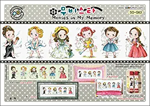 SO-G63 Movies in My Memory, SODA Cross Stitch Pattern leaflet, authentic Korean cross stitch design chart color printed on coated paper