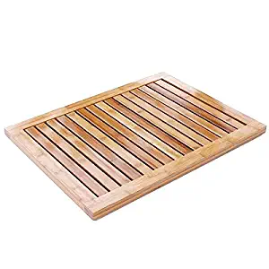 EcoTrueBamboo Bamboo Mat Outdoor Shower, Kitchen - Non Slip for Bathroom, Kitchen Decor, Pool Use, and Shower Stalls Bathtubs, Mold and Mildew Resistant with Drainage (23Wx17Lx2H - Antislip)