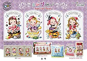 SO-G69 Special Days, SODA Cross Stitch Pattern leaflet, authentic Korean cross stitch design chart color printed on coated paper