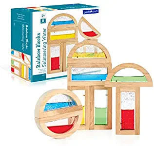 Guidecraft Rainbow Blocks - Shimmering Water: Creative Colorful Learning and Educational, Construction Building Toys Set for Kids - Stacking Blocks