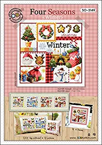 SO-3149 Four Seasons Winter, SODA Cross Stitch Pattern leaflet, authentic Korean cross stitch design chart color printed on coated paper