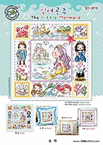 SO-3218 The Little Mermaids, SODA Cross Stitch Pattern leaflet, authentic Korean cross stitch design chart color printed on coated paper