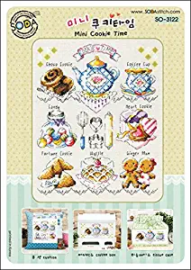 SO-3122 Mini Cookie Time, SODA Cross Stitch Pattern leaflet, authentic Korean cross stitch design chart color printed on coated paper