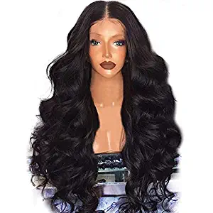 Hot Women long Wave Curly Wig Synthetic Wig Natural Rose Hair net Wig Black high Temperature Silk Full Wig Breathable Wig for Costume Party, Dances, Cosplay and Everyday ( Black / 26inch) (Black)