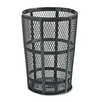 Rubbermaid Commercial Steel Street Basket Waste Receptacle, Round, Steel, 48 gal, Black - one receptacle.