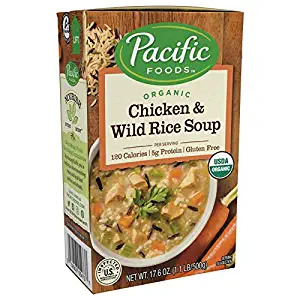 Pacific Foods Organic Chicken with Wild Rice Soup, 17.6-Ounce Cartons, 12-Pack