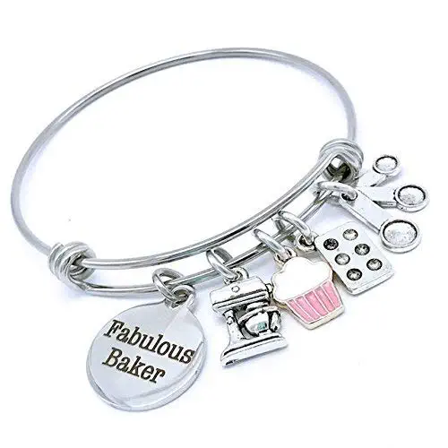 Fabulous Baker, Baking Theme, Cupcake Bangle Bracelet