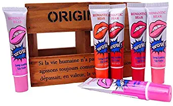 6 Colors Tattoo Magic Color Peel Off Mask Tint Long Lasting Waterproof Lip Gloss by romantic bear by romantic bear