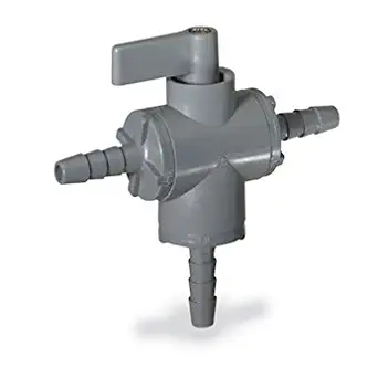 Cole-Parmer Ball Valve, 3-Way, 3/8" Barb - PVC w/EPDM Seals