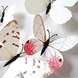 Amaonm 24pcs 3d Vivid Special Man-made Lively Butterfly Art DIY Decor Wall Stickers Decals Nursery Decoration, Bathroom Décor, Office Décor, 3d Wall Art, 3d Crafts for Wall Art Kids Room Bedroom