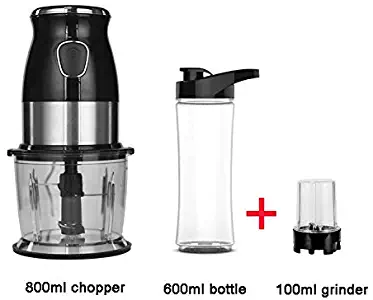 RUGU 500W Portable Personal Blender Mixer Food Processor with Chopper Bowl 600ml Juicer Bottle Meat Grinder Baby Food Maker,with Extra Grind Cup,US