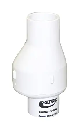 Valterra 200-07 PVC Swing/Spring Combination Check Valve, White, 3/4" Slip