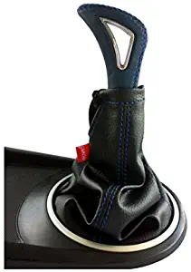 GKC103BB - Gear Shift Knob Gaiter leather, Cover Boot cuff Universal collar Black with Blue stitching