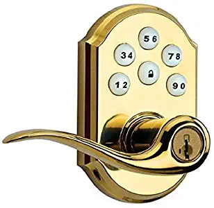 Kwikset 99110-007 SmartCode Electronic Lock with Tustin Lever Featuring SmartKey, Lifetime Polished Brass